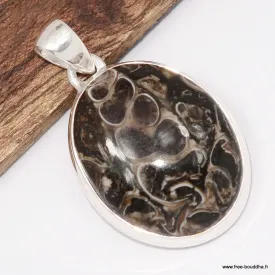 Pendentif ovale Jaspe Tortue - Turtella - Argent 925 - Bijoux en Jaspe Tortue - Turtella