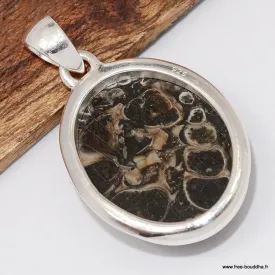 Pendentif ovale Jaspe Tortue - Turtella - Argent 925 - Bijoux en Jaspe Tortue - Turtella