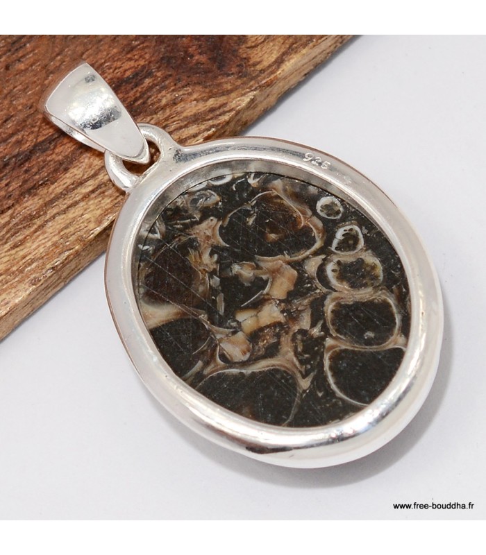 Pendentif ovale Jaspe Tortue - Turtella - Argent 925