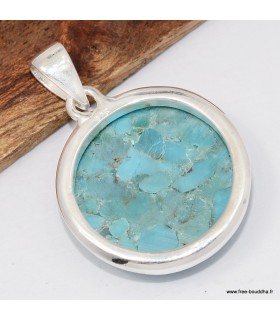 Pendentif Turquoise Mohave argent 925, pierre protectrice