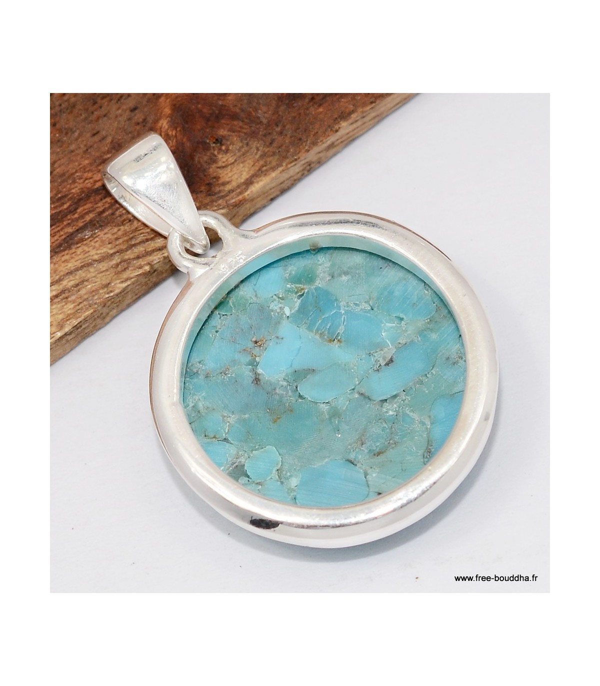 Pendentif Goutte Argent 925, Pierre Violette Et Turquoise - Fantaisie Naturelle
