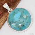 Pendentif rond authentique Turquoise Mohave - Argent 925 - Bijoux en Turquoise Mohave