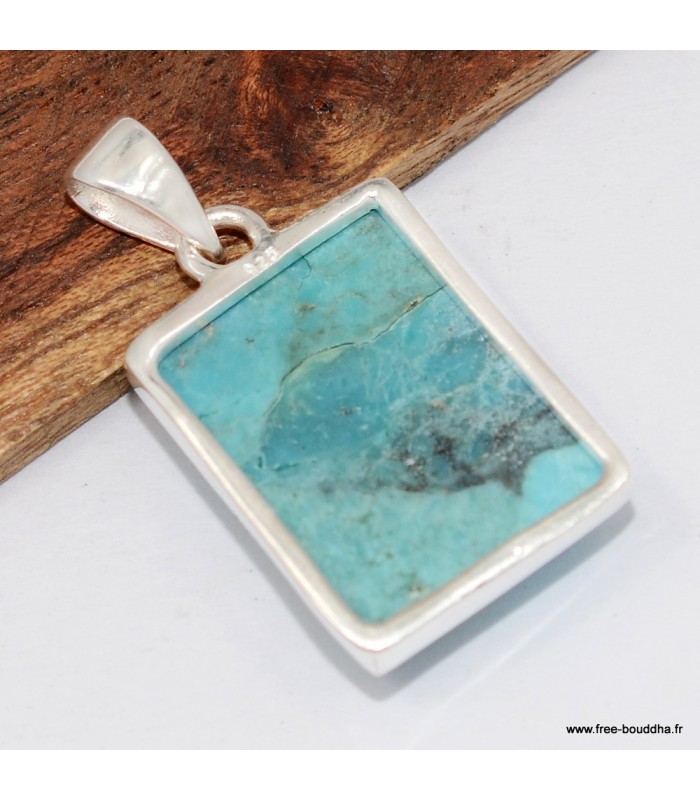 Pendentif rectangulaire authentique Turquoise Mohave