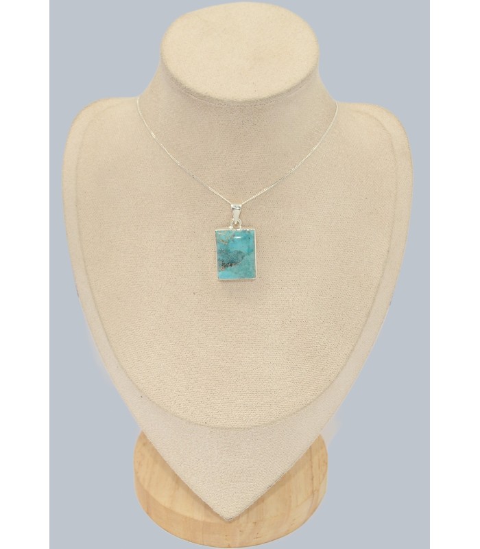 Pendentif rectangulaire authentique Turquoise Mohave