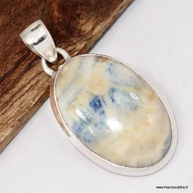 Pendentif Scheelite bleue et jaune - Argent 925 - Bijoux en Scheelite
