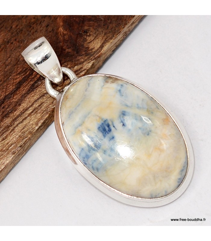 Pendentif Scheelite bleue et jaune - Argent 925