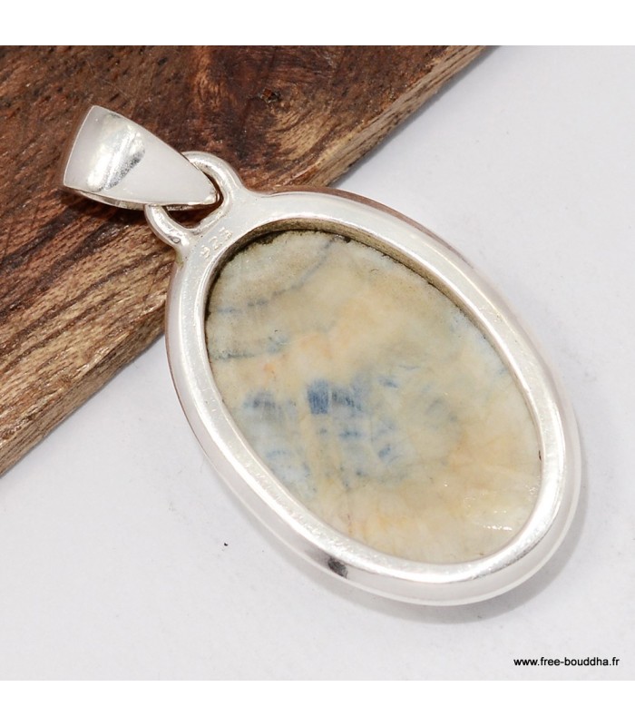 Pendentif Scheelite bleue et jaune - Argent 925