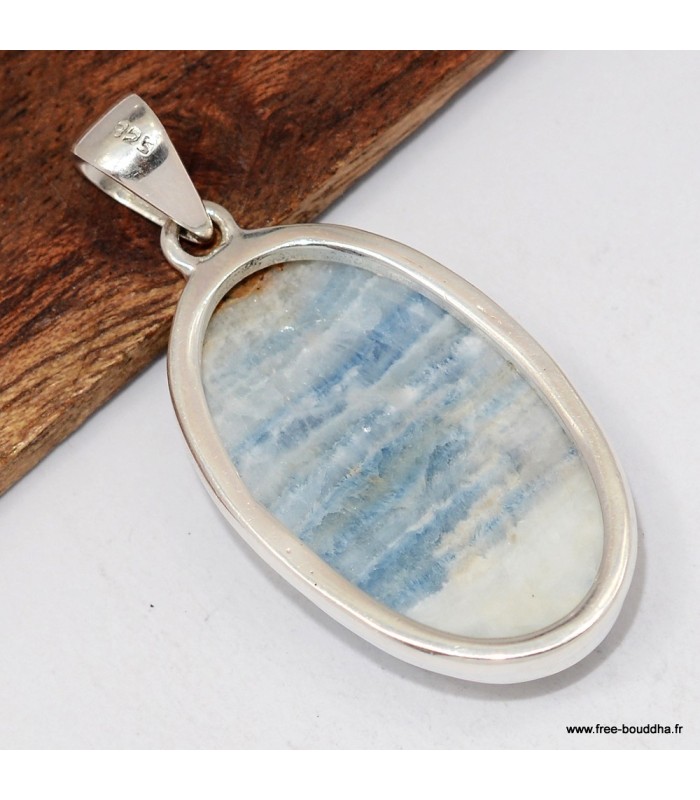 Grand Pendentif en Scheelite bleue - Argent 925