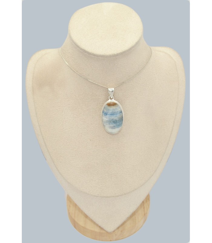 Grand Pendentif en Scheelite bleue - Argent 925