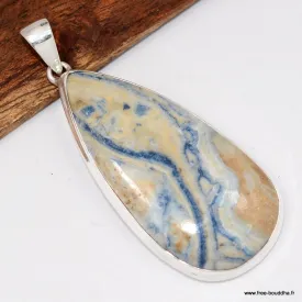 Très Grand Pendentif en Scheelite bleue - 6,4 cm - Bijoux en Scheelite