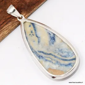 Très Grand Pendentif en Scheelite bleue - 6,4 cm - Bijoux en Scheelite