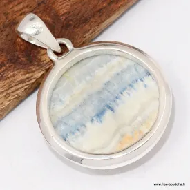 Pendentif en Scheelite bleue forme ronde - Authentique - Bijoux en Scheelite