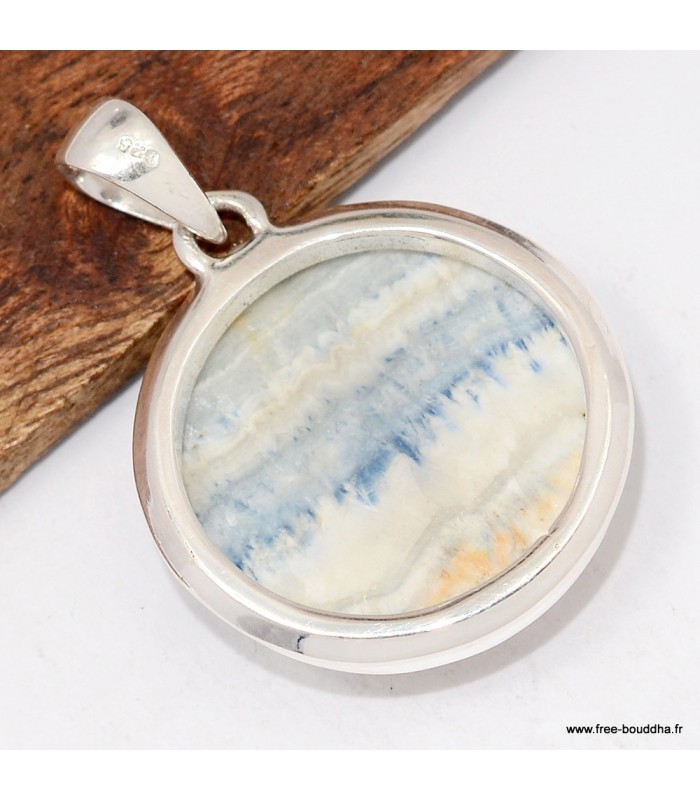 Pendentif en Scheelite bleue forme ronde - Authentique