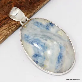 Pendentif Scheelite bleue forme ovale - Authentique - Bijoux en Scheelite