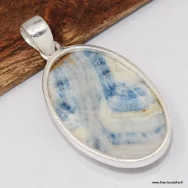 Pendentif Scheelite bleue forme ovale - Authentique - Bijoux en Scheelite