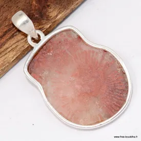 Pendentif en vrai corail corné rouge - Taille tranche - Bijoux en Corail