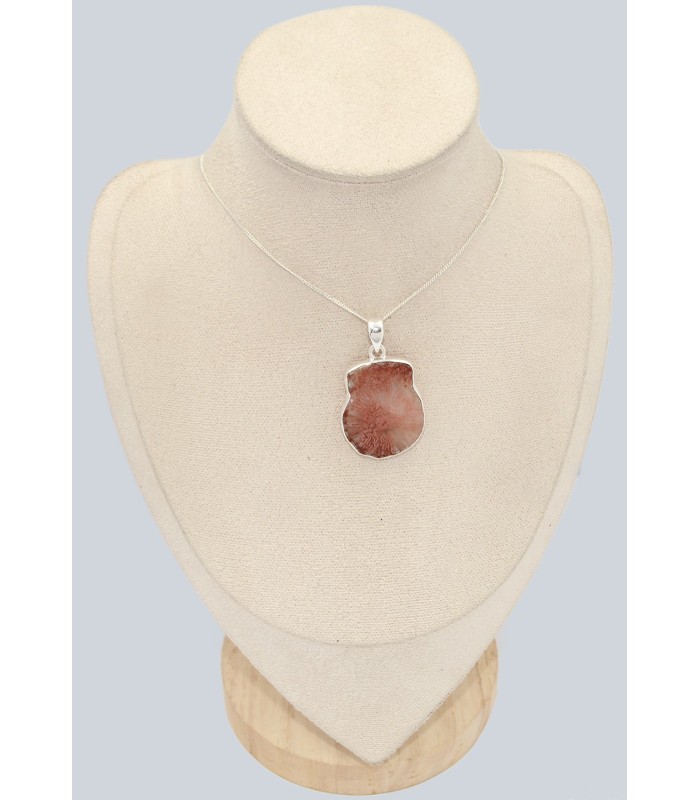 Pendentif en vrai corail corné rouge - Taille tranche