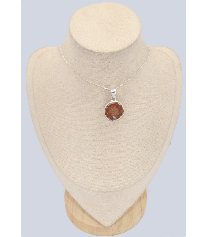 Pendentif Authentique corail rouge corné - Taille tranche