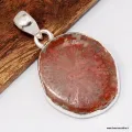 Pendentif Authentique corail rouge corné - Taille tranche - Bijoux en Corail