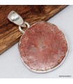 Pendentif corail rouge corné tranche pierre naturelle argent 925