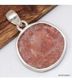 Pendentif corail rouge corné tranche pierre naturelle argent 925