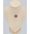 Pendentif corail rouge corné tranche pierre naturelle argent 925