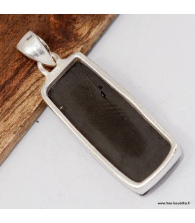 Pendentif Shungite rectangulaire, argent 925 bijou énergétique