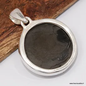 Pendentif Shungite Elite forme ronde - Argent 925 - Pendentifs pierres naturelles