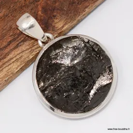 Pendentif Shungite Elite forme ronde - Argent 925 - Pendentifs pierres naturelles