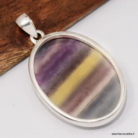 Grand Pendentif Fluorite arc-en-ciel - Argent 925 - Pendentifs pierres naturelles