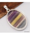 Pendentif Fluorite arc-en-ciel véritable argent 925 avec certificat