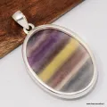Grand Pendentif Fluorite arc-en-ciel - Argent 925 - Pendentifs pierres naturelles