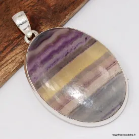 Grand Pendentif Fluorite arc-en-ciel - Argent 925 - Pendentifs pierres naturelles