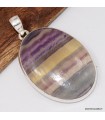 Pendentif Fluorite arc-en-ciel véritable argent 925 avec certificat