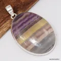 Grand Pendentif Fluorite arc-en-ciel - Argent 925 - Pendentifs pierres naturelles