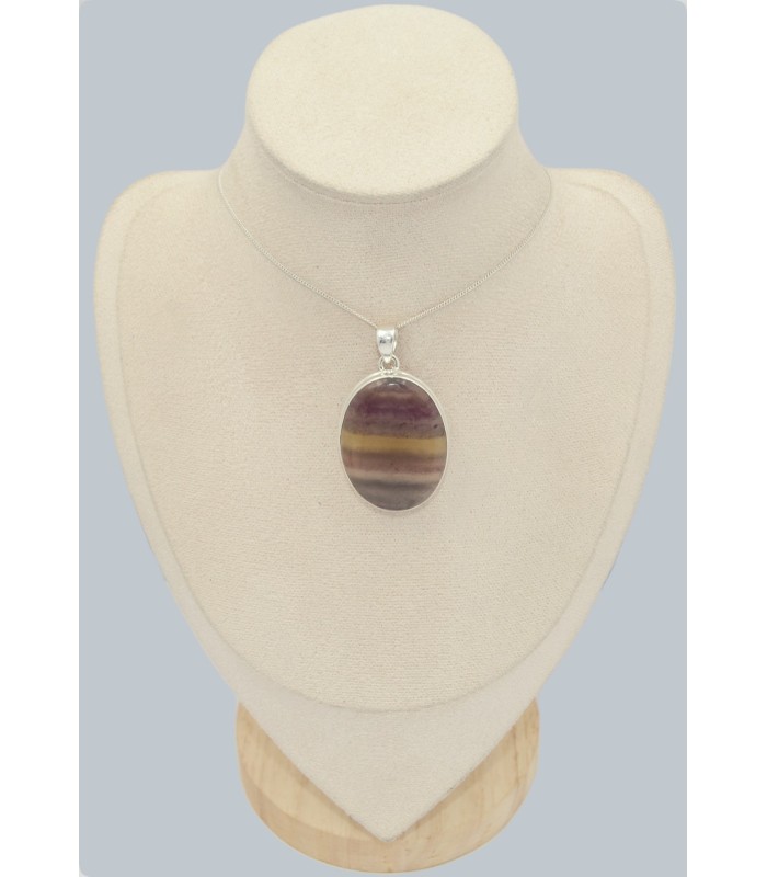 Grand Pendentif Fluorite arc-en-ciel - Argent 925