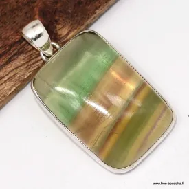 Pendentif argent Fluorite arc-en-ciel - Pendentifs pierres naturelles