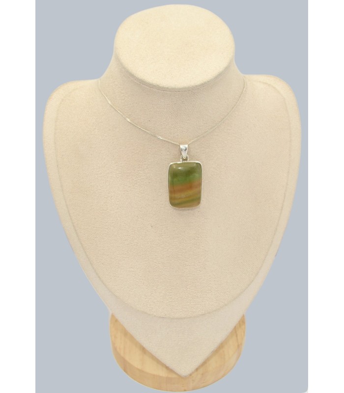 Pendentif argent Fluorite arc-en-ciel