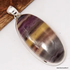 Long Pendentif argent Fluorite arc-en-ciel 4,8 cm - Pendentifs pierres naturelles