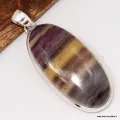 Long Pendentif argent Fluorite arc-en-ciel 4,8 cm - Pendentifs pierres naturelles