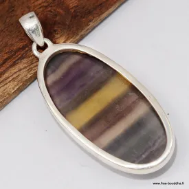 Long Pendentif argent Fluorite arc-en-ciel 4,8 cm - Pendentifs pierres naturelles