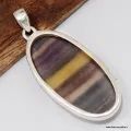 Long Pendentif argent Fluorite arc-en-ciel 4,8 cm - Pendentifs pierres naturelles