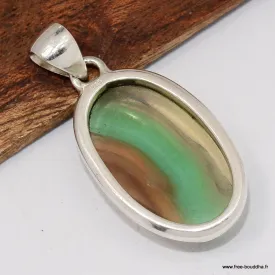 Pendentif argent Fluorite arc-en-ciel verte jaune - Pendentifs pierres naturelles