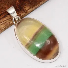 Pendentif Fluorite arc-en-ciel vert bordeau - Pendentifs pierres naturelles