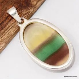 Pendentif Fluorite arc-en-ciel vert bordeau - Pendentifs pierres naturelles