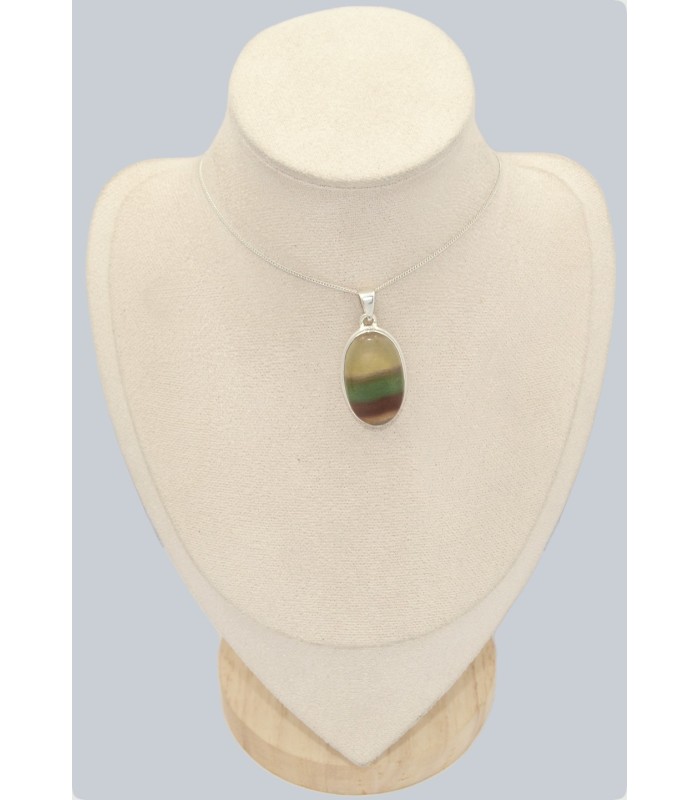 Pendentif Fluorite arc-en-ciel vert bordeau