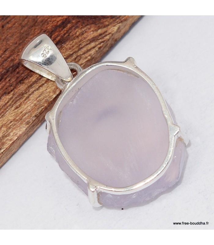 Pendentif argent Quartz Lavande brut