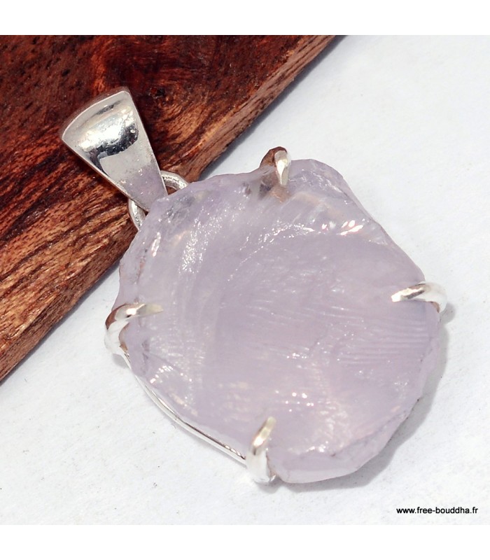 Pendentif argent Quartz Lavande brut