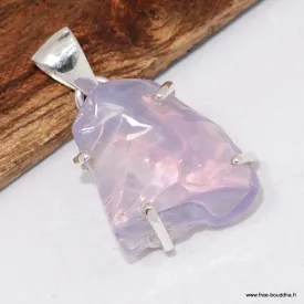 Pendentif Quartz Lavande brut forme libre argent 925 - Bijoux en Quartz Lavande