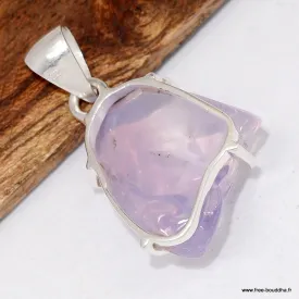 Pendentif Quartz Lavande brut forme libre argent 925 - Bijoux en Quartz Lavande